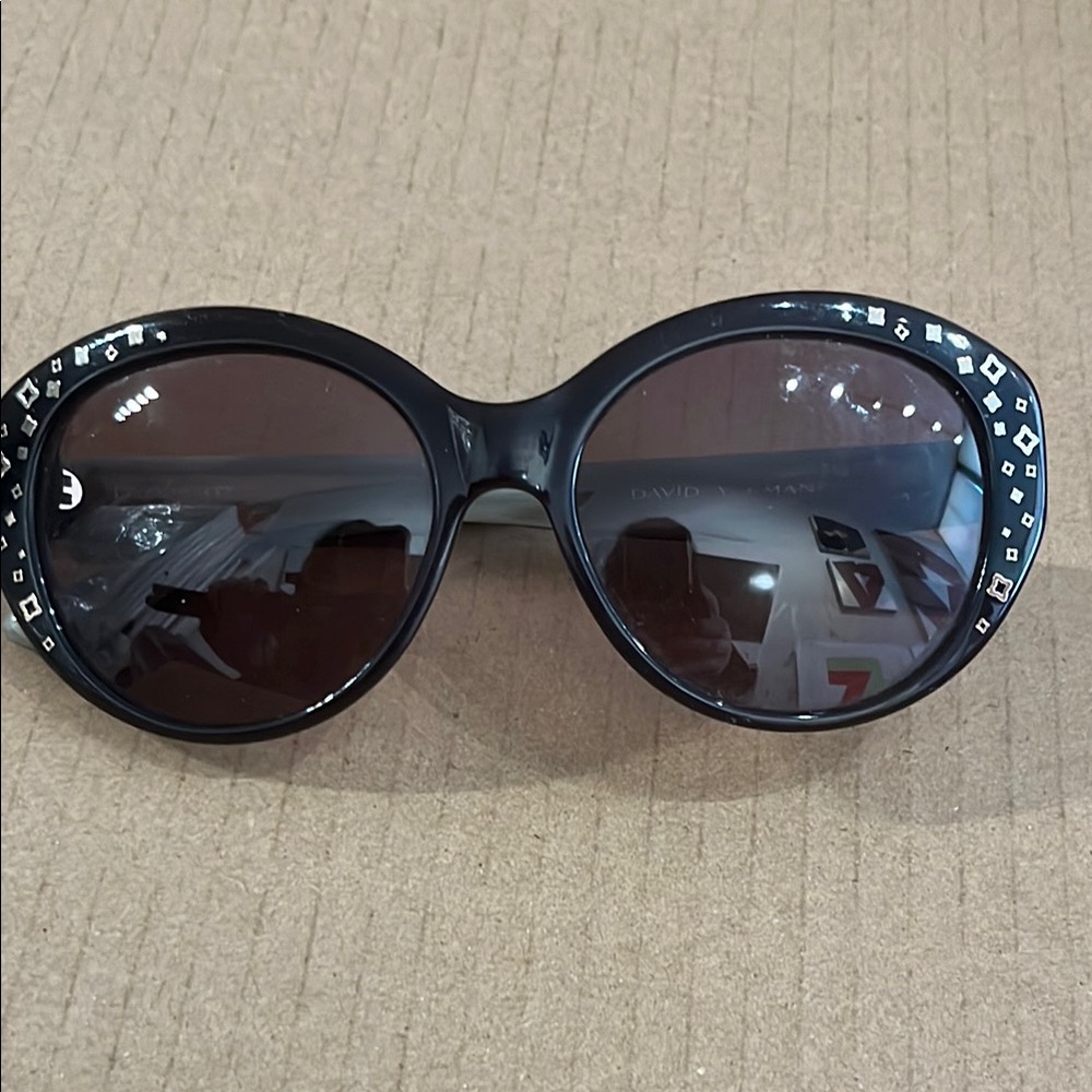 David Yurman Black Sunglasses with Silver Accents